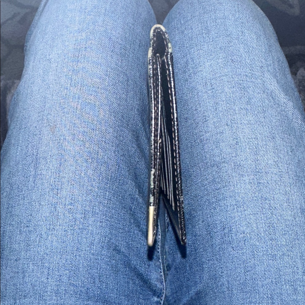 Celine Black Leather long bifold Wallet with Gold Accents / checkbook holder - Picture 10 of 11